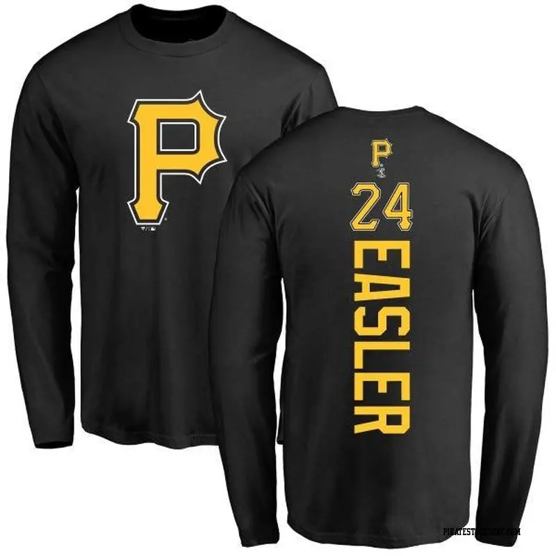 Men's Pittsburgh Pirates ＃24 Mike Easler Black Backer Long Sleeve T-Shirt