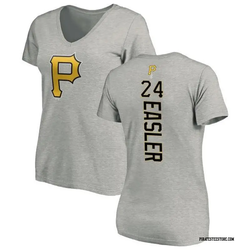 Women's Pittsburgh Pirates ＃24 Mike Easler Ash Backer Slim Fit T-Shirt