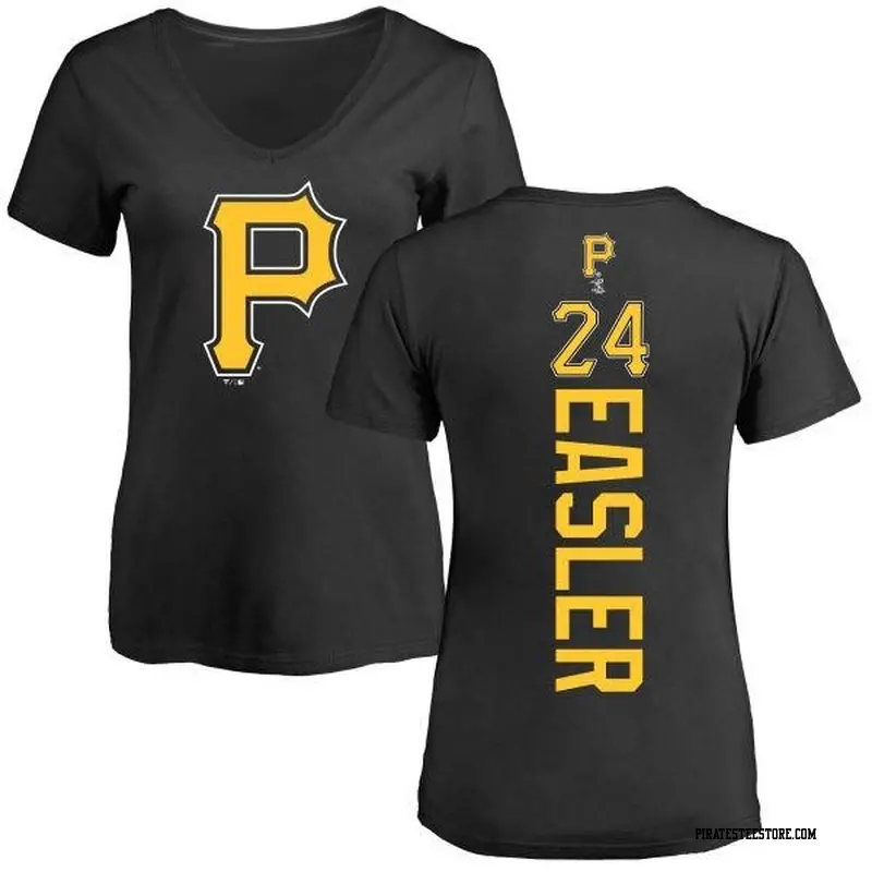 Women's Pittsburgh Pirates ＃24 Mike Easler Black Backer Slim Fit T-Shirt