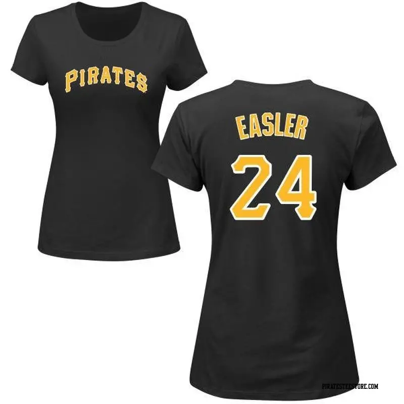 Women's Pittsburgh Pirates ＃24 Mike Easler Black Roster Name & Number T-Shirt