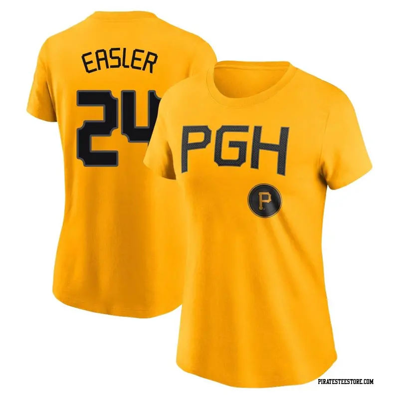 Women's Pittsburgh Pirates ＃24 Mike Easler Gold 2023 City Connect Name & Number T-Shirt